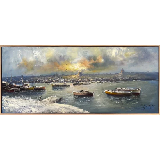 Boğazda Kış Işığı Yağlı Boya Tablosu