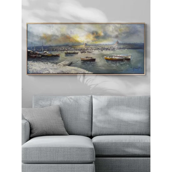 Boğazda Kış Işığı Yağlı Boya Tablosu