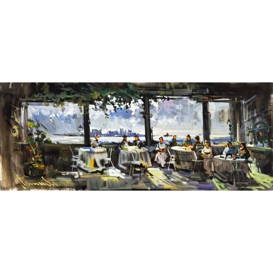 Boğazda Sohbet Yağlı Boya Tablosu