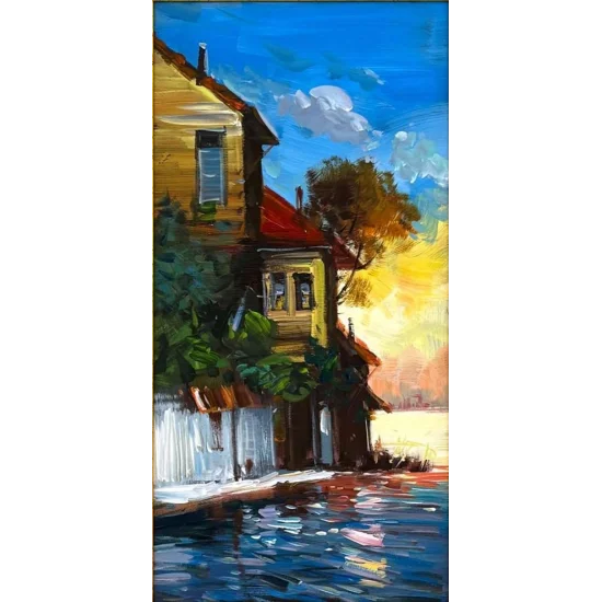 Boğazda Yalıların Sessizliği Yağlı Boya Tablosu