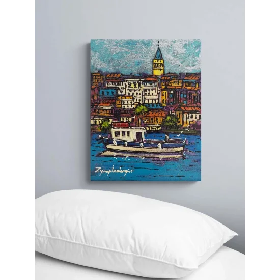 Boğazdan Galata Yağlı Boya Tablosu