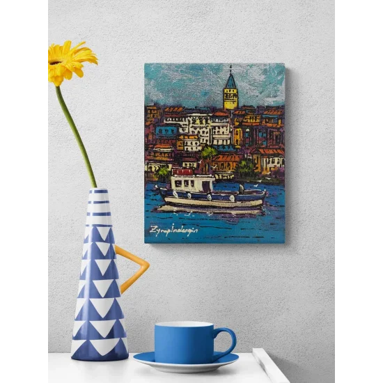 Boğazdan Galata Yağlı Boya Tablosu