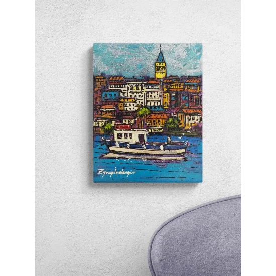 Boğazdan Galata Yağlı Boya Tablosu