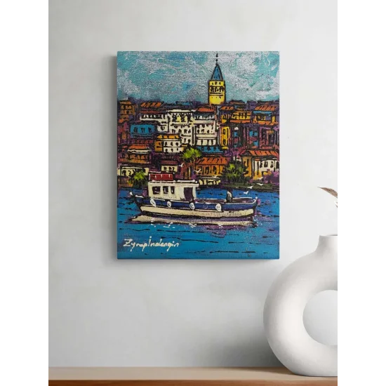 Boğazdan Galata Yağlı Boya Tablosu
