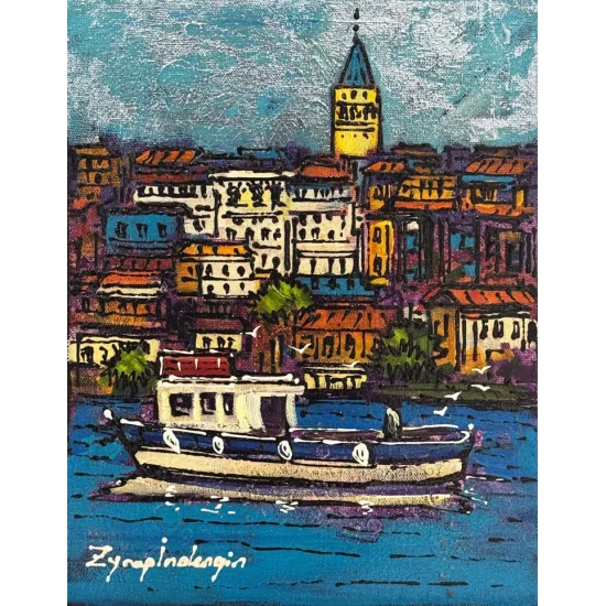 Boğazdan Galata Yağlı Boya Tablosu