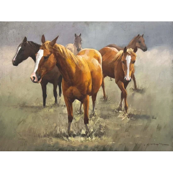 Bozkırın Özgür Atları Yağlı Boya Tablosu