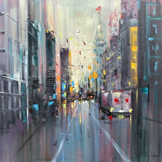 Caddede Yansımalar Yağlı Boya Tablosu