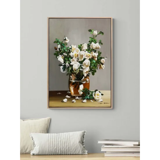 Whites in a Glass Vase Oil Painting