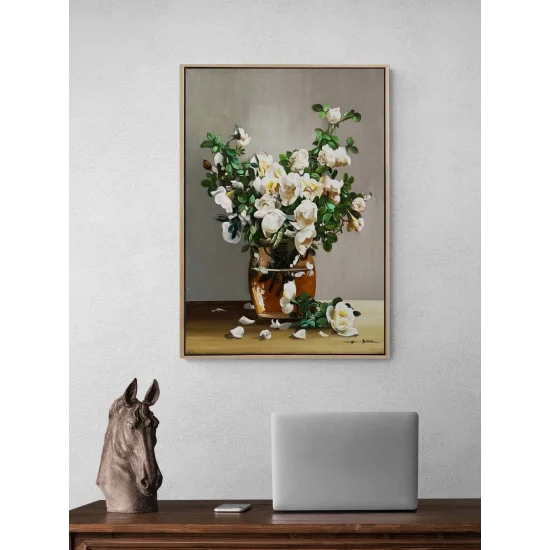 Whites in a Glass Vase Oil Painting