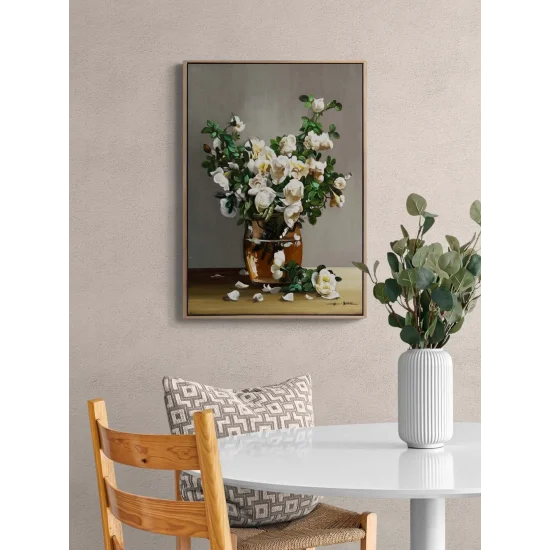 Whites in a Glass Vase Oil Painting