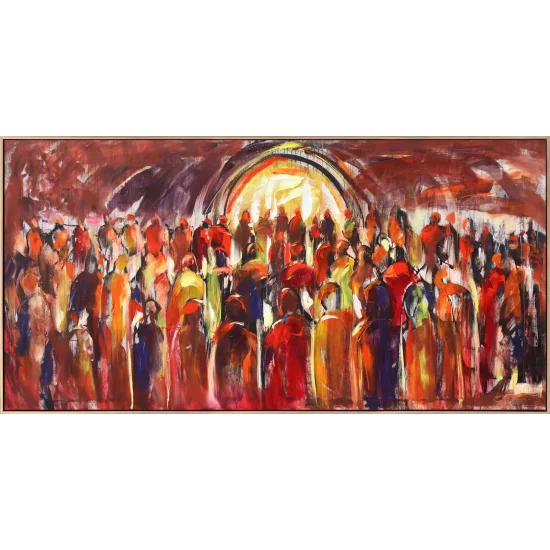 Çarşı Kalabalığı Yağlı Boya Tablosu