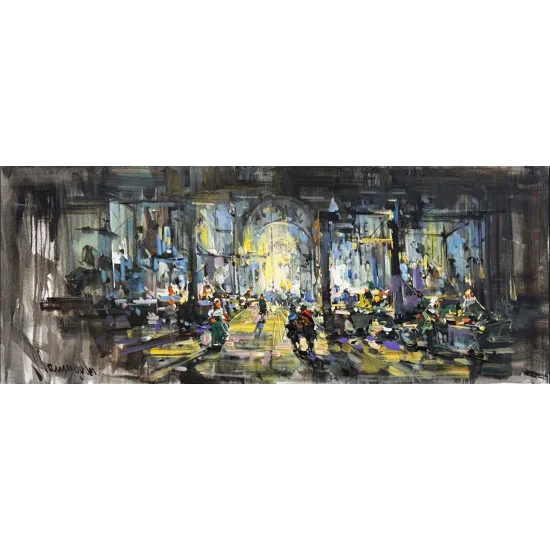 Çarşıda Zaman Yağlı Boya Tablosu