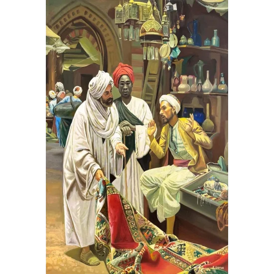 Çarşıdaki Pazarlık Yağlı Boya Tablosu
