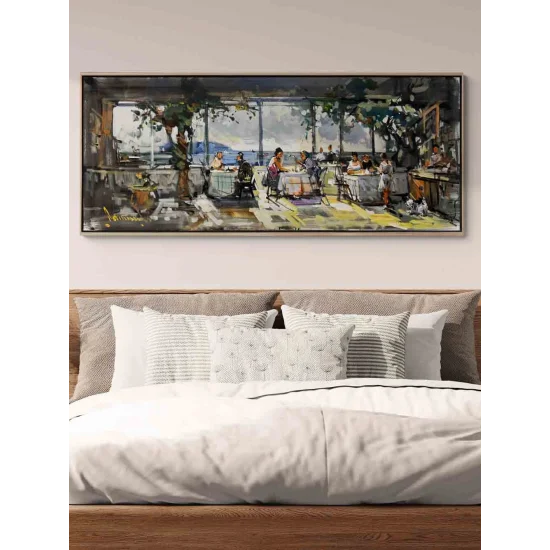 Çay Bahçesinde Yağlı Boya Tablosu