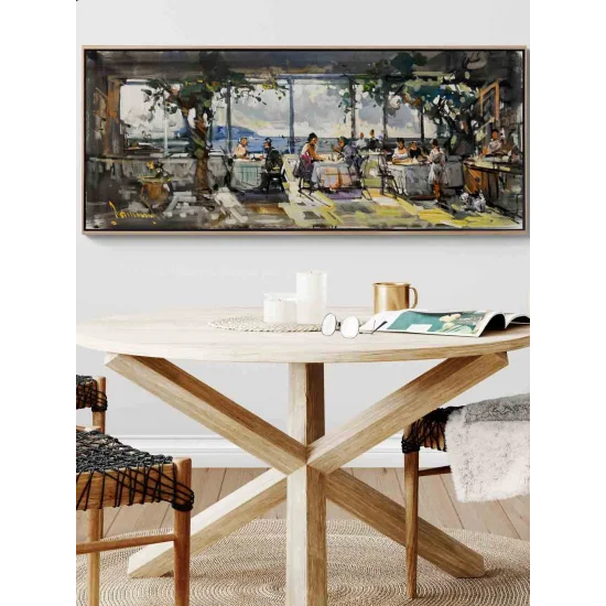 Çay Bahçesinde Yağlı Boya Tablosu