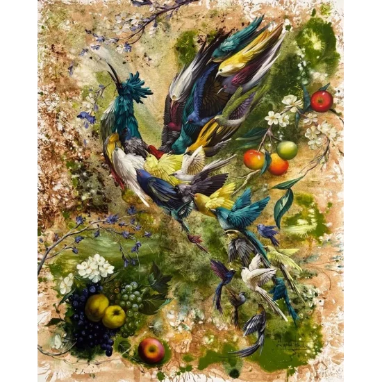 Cennet Bahçesinde Uyanış Yağlı Boya Tablosu