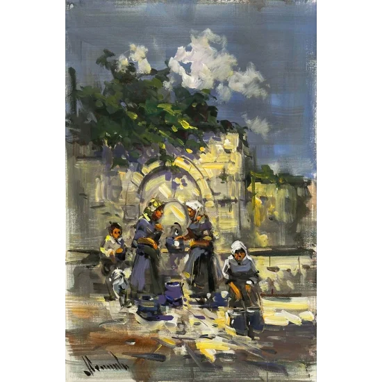 Çeşme Başında Yağlı Boya Tablosu