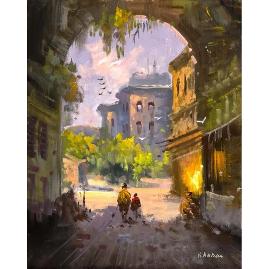 Dar Sokaklar Yağlı Boya Tablosu