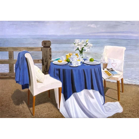 Deniz Kenarında Sabah Yağlı Boya Tablosu