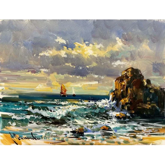 The Sea and Sailboats Oil Painting