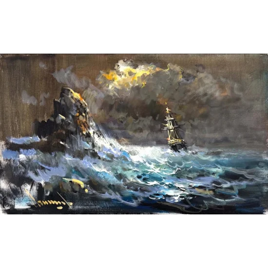 Denizde Sessiz Dalgalar Yağlı Boya Tablosu