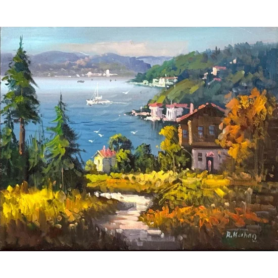 Denize İnilen Yol Yağlı Boya Tablosu