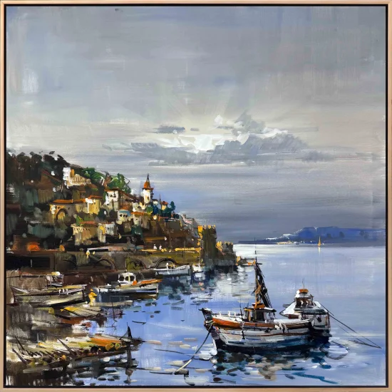 Denizin Kıyısında Yağlı Boya Tablosu