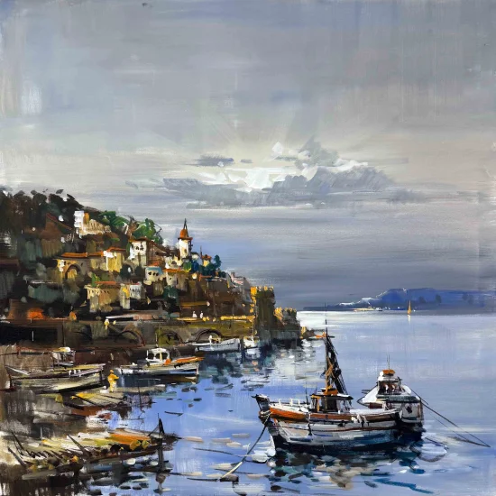 Denizin Kıyısında Yağlı Boya Tablosu