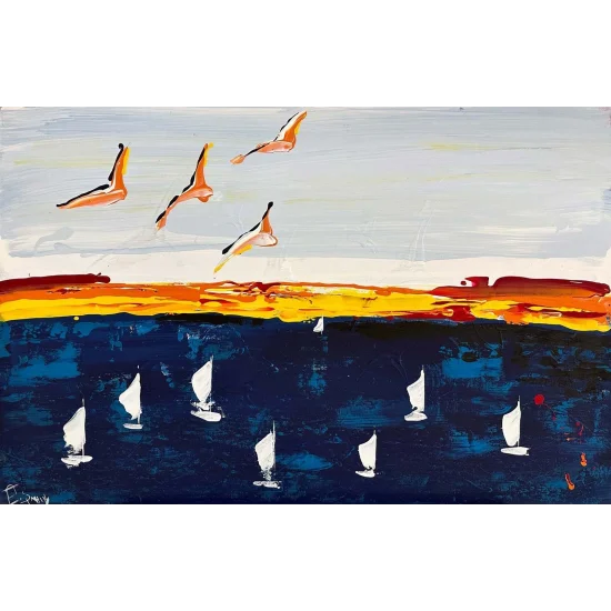 Abstract Wings Oil Painting in the Lap of the Sea