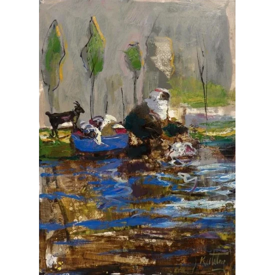 Dere Kenarında Yağlı Boya Tablosu