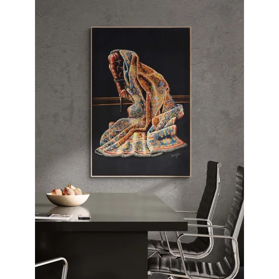 Desenlerde Saklı Halı Yağlı Boya Tablosu