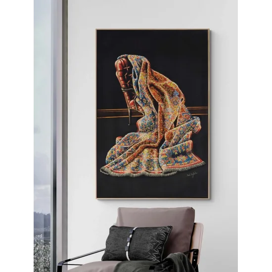 Desenlerde Saklı Halı Yağlı Boya Tablosu