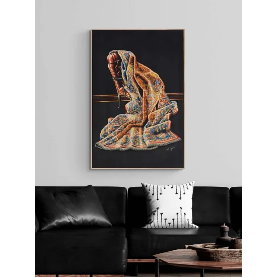 Desenlerde Saklı Halı Yağlı Boya Tablosu