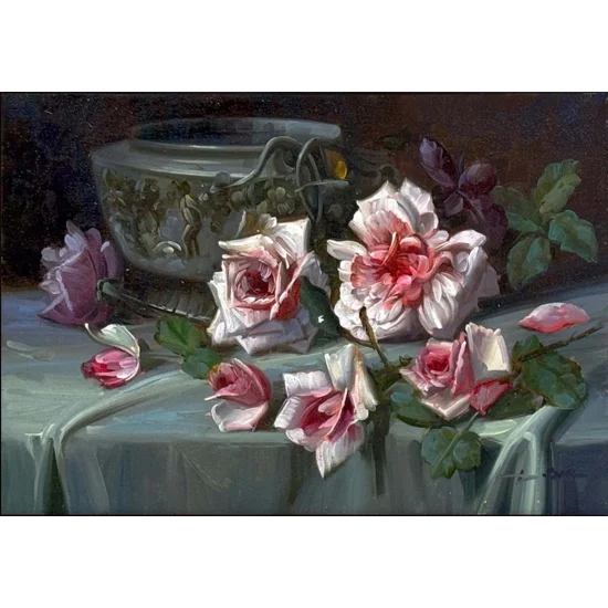 Düşen Güllerin Hikâyesi Yağlı Boya Tablosu