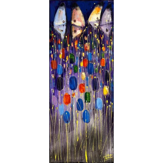 Düşlerde Yalnız Kelebekler Yağlı Boya Tablosu