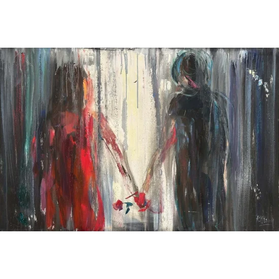 El Ele Geçen Zaman Yağlı Boya Tablosu