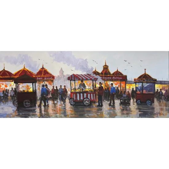 Street Flavors of Eminönü Oil Painting
