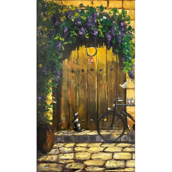 Eski Bir Kapı Yağlı Boya Tablosu