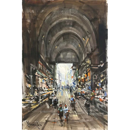 Eski Çarşıda Bir Gün Yağlı Boya Tablosu