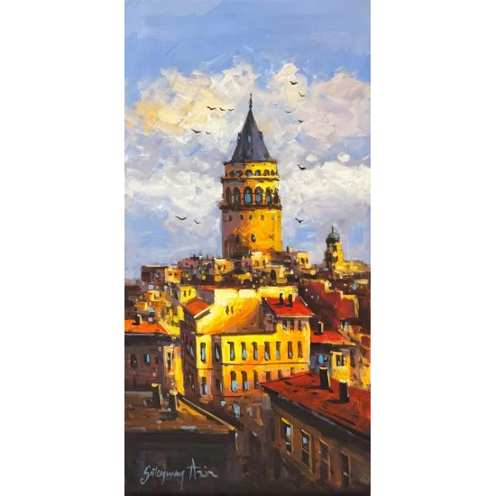 Eski Galata Rüzgarı Yağlı Boya Tablosu