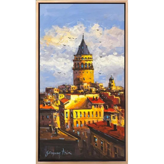 Eski Galata Rüzgarı Yağlı Boya Tablosu