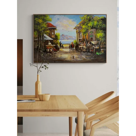 Old Marketplace Oil Painting