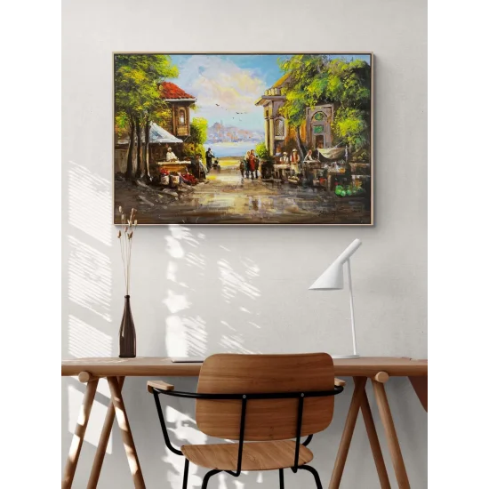 Old Marketplace Oil Painting