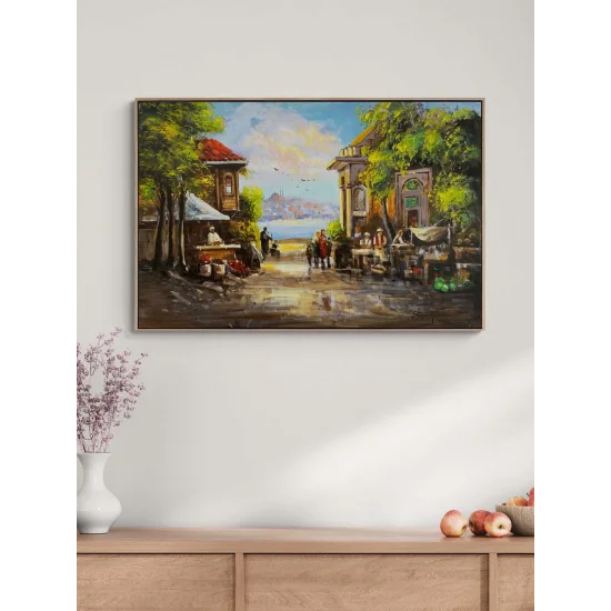 Old Marketplace Oil Painting