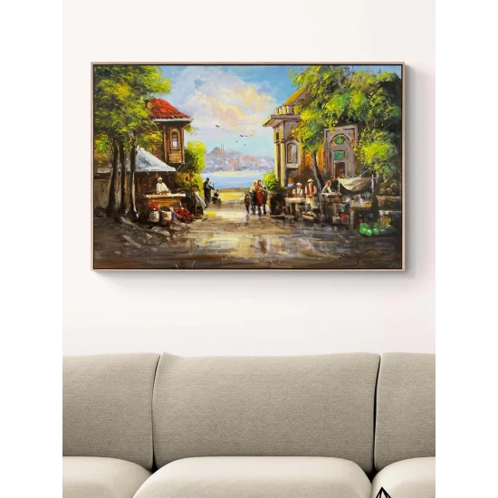 Old Marketplace Oil Painting