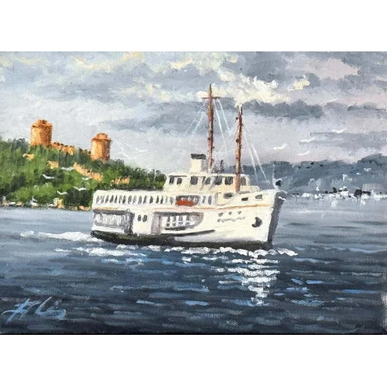 On an Old Istanbul Ferry Oil Painting