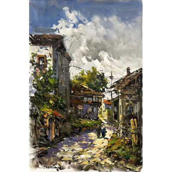 Eski Zamanın Sokakları Yağlı Boya Tablosu