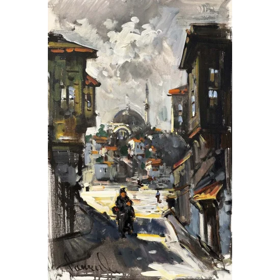 Streets of Old Istanbul Oil Painting