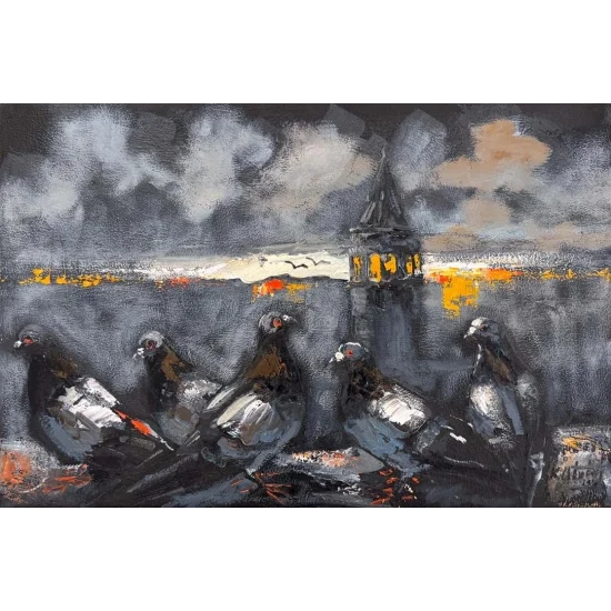 Galata Aşıkları Yağlı Boya Tablosu