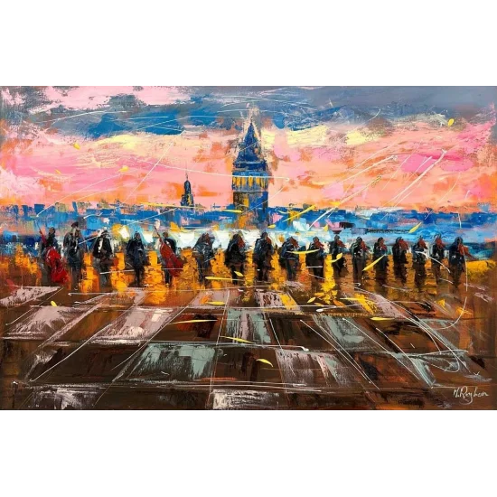 Galatada Akustik Serenat Yağlı Boya Tablosu